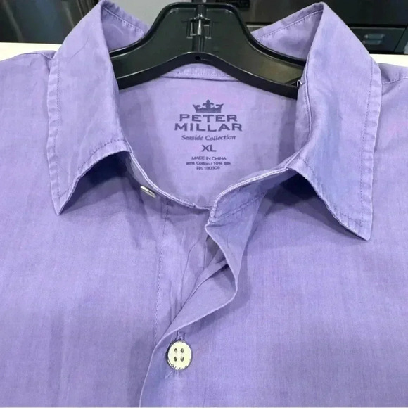 Peter Millar seaside collection men’s button up shirt lavender size XL - Picture 7 of 10